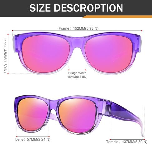 Polarized Fit Over Glasses Sunglasses for Women UV Protection Trendy Oval Wrap Around Goggles Shades Eyewear in Kuwait