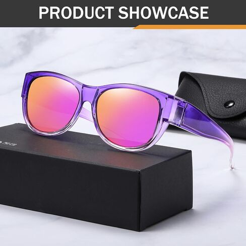 Polarized Fit Over Glasses Sunglasses for Women UV Protection Trendy Oval Wrap Around Goggles Shades Eyewear in Kuwait