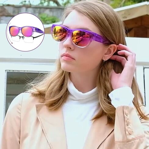 Polarized Fit Over Glasses Sunglasses for Women UV Protection Trendy Oval Wrap Around Goggles Shades Eyewear in Kuwait