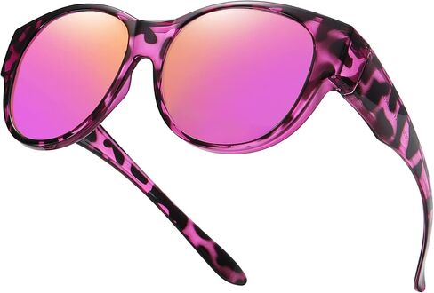 Polarized Fit Over Glasses Sunglasses for Women UV Protection Trendy Oval Wrap Around Goggles Shades Eyewear in Kuwait
