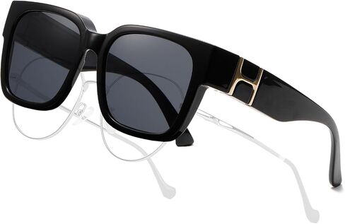 Polarized Fit Over Glasses Sunglasses for Women UV Protection Trendy Oval Wrap Around Goggles Shades Eyewear in Kuwait