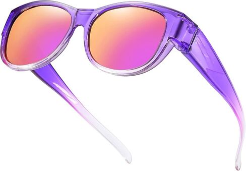 Polarized Fit Over Glasses Sunglasses for Women UV Protection Trendy Oval Wrap Around Goggles Shades Eyewear in Kuwait