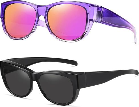 Polarized Fit Over Glasses Sunglasses for Women UV Protection Trendy Oval Wrap Around Goggles Shades Eyewear in Kuwait