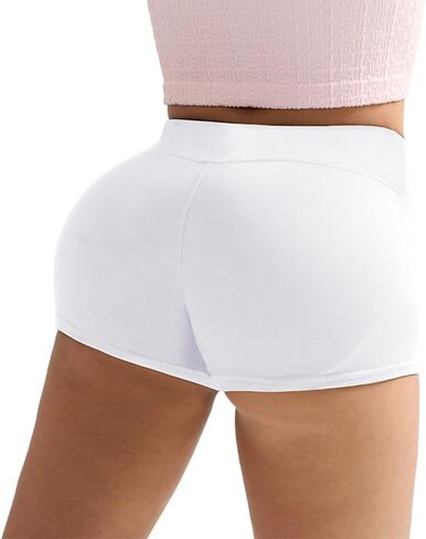 Women's Ultra Short Yoga Shorts High Waisted Booty Lifting Workout Shorts, Anti-Exposure Gym Running Shorts in Kuwait