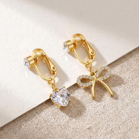 Ymapinc 5Pcs Non Piercing Belly Ring Set, Gold Clip On Fake Button Jewelry, Butterfly Heart Bow Piercing for Women in Kuwait