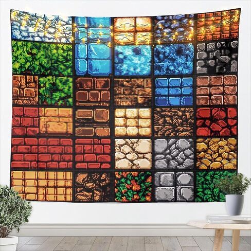 jejeloiu كبير 59 "x 82" بكسل لعبة نسيج للأطفال بنين بنات بلاط حجر الطوب نمط جدار الفن الجدار شنقا بطانية ديكور غرفة نوم ستوكات in Kuwait