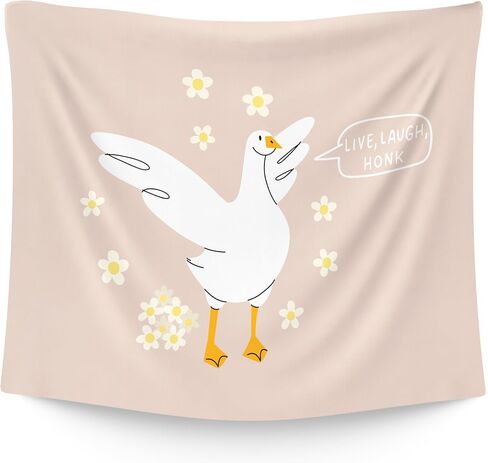 WAITPI Pink Funny Goose Floral Hanging Wall Tapestry for Bedroom, Cute Live Laugh Honk Wall Hanging Room Decor Tapestries for Kids Room Playroom Classroom Dorm Nursery 50x60 inch in Saudi Arabia