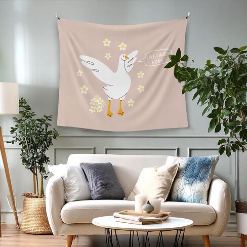 WAITPI Pink Funny Goose Floral Hanging Wall Tapestry for Bedroom, Cute Live Laugh Honk Wall Hanging Room Decor Tapestries for Kids Room Playroom Classroom Dorm Nursery 50x60 inch in Saudi Arabia