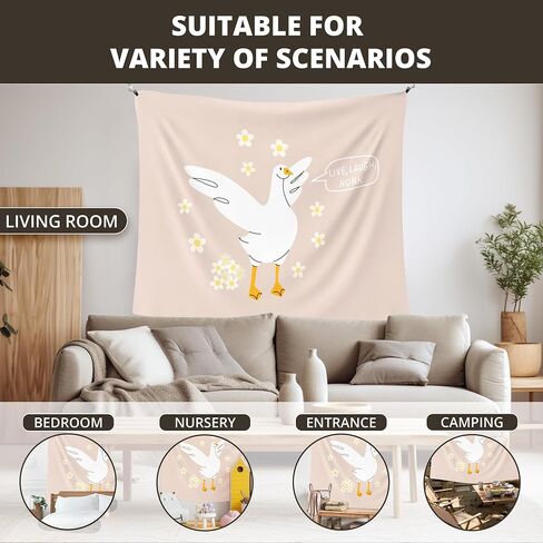 WAITPI Pink Funny Goose Floral Hanging Wall Tapestry for Bedroom, Cute Live Laugh Honk Wall Hanging Room Decor Tapestries for Kids Room Playroom Classroom Dorm Nursery 50x60 inch in Saudi Arabia