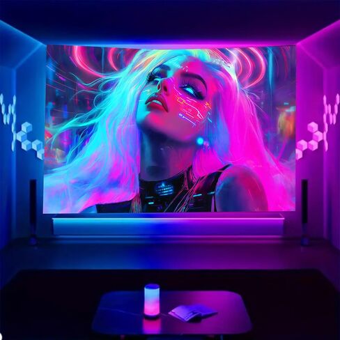 BSFHH Black Light Tapestry – UV Reactive Glow in the Dark Wall Hanging, Long-Haired Woman and Animal Black Light Tapestry, Wall Hanging Fluorescent Art Decoration, Bedroom, or Dorm (white-haired woman, 79"x59") in Saudi Arabia
