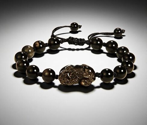 Obsidian Pixiu 8mm mm Feng Shui Beads, Suitable for Men and Women, Stretch Obsidian Bracelet, Bring Wealth, Attract Wealth, Health and Good Luck, Protection Healing Bracelet in Saudi Arabia