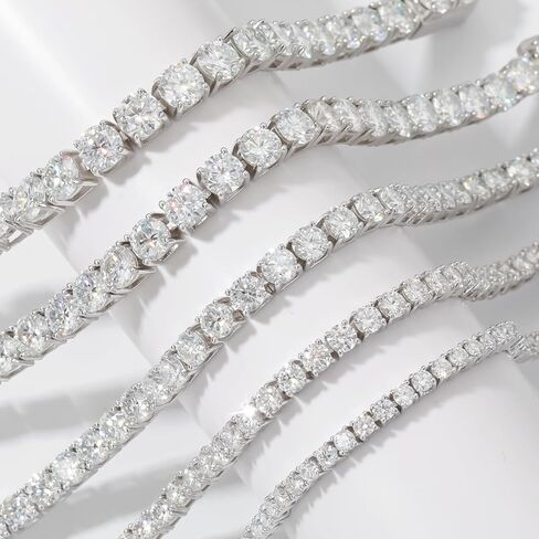 Gem's Beauty Womens Bracelets Moissanite Tennis Bracelets for Women | 18k White Gold Men Bracelets | 925 Sterling Silver Bracelets for Women Gifts | 2mm Moissanite, Size 6" in Saudi Arabia