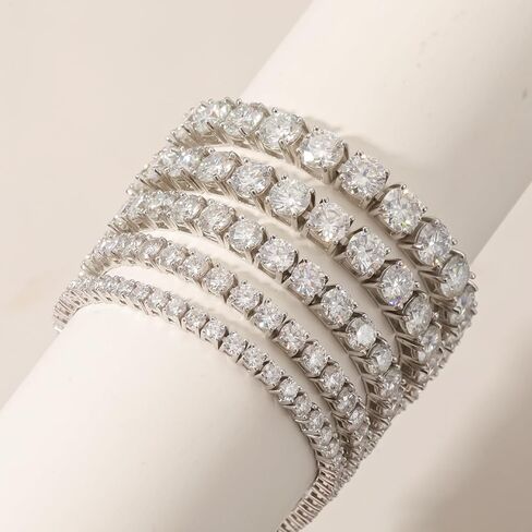 Gem's Beauty Womens Bracelets Moissanite Tennis Bracelets for Women | 18k White Gold Men Bracelets | 925 Sterling Silver Bracelets for Women Gifts | 2mm Moissanite, Size 6" in Saudi Arabia