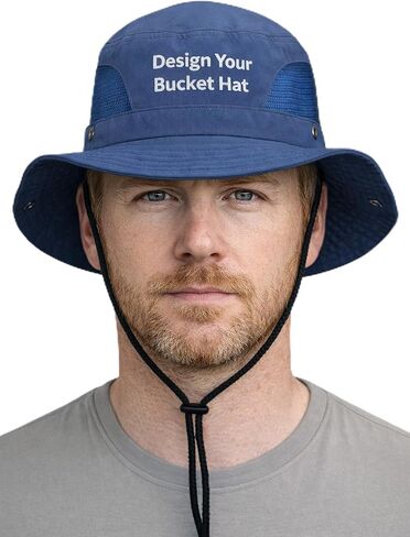 DISCOUNT PROMOS Unisex Custom Stitching Embroidery Bucket Hats with Mesh Sides Set of 6/12/24 - Customizable in Saudi Arabia