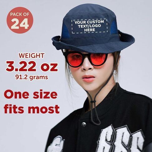 DISCOUNT PROMOS Unisex Custom Stitching Embroidery Bucket Hats with Mesh Sides Set of 6/12/24 - Customizable in Saudi Arabia