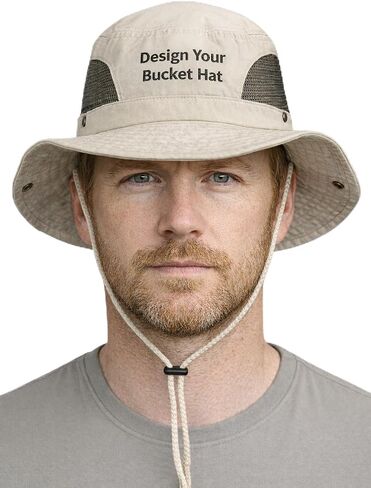 DISCOUNT PROMOS Unisex Custom Stitching Embroidery Bucket Hats with Mesh Sides Set of 6/12/24 - Customizable in Saudi Arabia