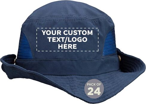 DISCOUNT PROMOS Unisex Custom Stitching Embroidery Bucket Hats with Mesh Sides Set of 6/12/24 - Customizable in Saudi Arabia
