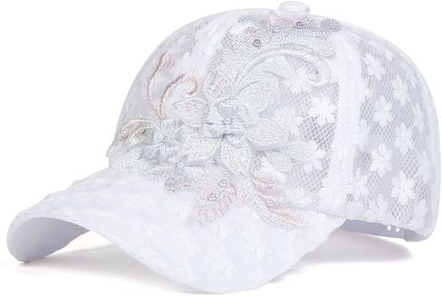 Flower Embroidery Mesh Women Baseball Cap Gorgeous Lace Hats for Women, Womens Lace Flowers Cool Vent Quick Dry Baseball Cap in Saudi Arabia
