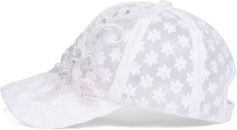Flower Embroidery Mesh Women Baseball Cap Gorgeous Lace Hats for Women, Womens Lace Flowers Cool Vent Quick Dry Baseball Cap in Saudi Arabia