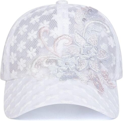 Flower Embroidery Mesh Women Baseball Cap Gorgeous Lace Hats for Women, Womens Lace Flowers Cool Vent Quick Dry Baseball Cap in Saudi Arabia