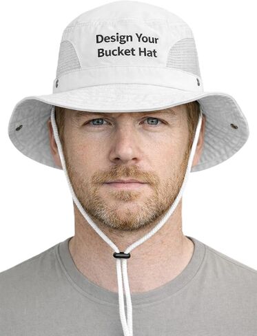 DISCOUNT PROMOS Unisex Custom Stitching Embroidery Bucket Hats with Mesh Sides Set of 6/12/24 - Customizable in Saudi Arabia