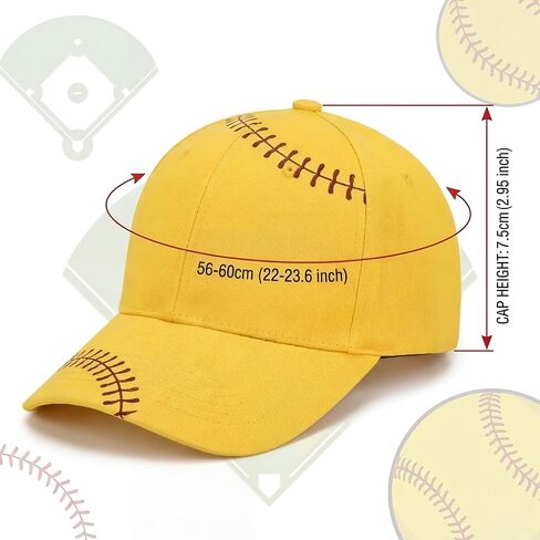 Hercicy 1 Pcs Softball Hat Adjustable Softball Cap for Men and Women Sports Team Gifts Party Favor Yellow, Red in Kuwait