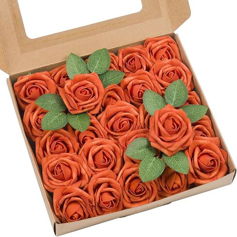 Artificial Flowers 25 Pack Elf Green Faux Foam Roses with Stems, Real Looking Fake Rose for DIY Wedding Bouquets, Bridal Shower Centerpieces, Party Table Decorations, Home Decor in Saudi Arabia