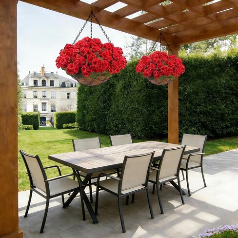 Zythrem 2 Set Artificial Geraniums for Outdoors with Hanging Baskets 16 Pcs Faux Geraniums Outdoor UV Resistant Fake Hanging Plants for Front Porch Garden Balcony Yard Patio Decor in Saudi Arabia