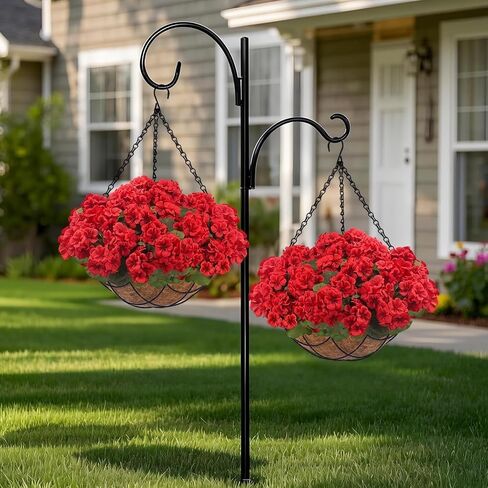Zythrem 2 Set Artificial Geraniums for Outdoors with Hanging Baskets 16 Pcs Faux Geraniums Outdoor UV Resistant Fake Hanging Plants for Front Porch Garden Balcony Yard Patio Decor in Saudi Arabia