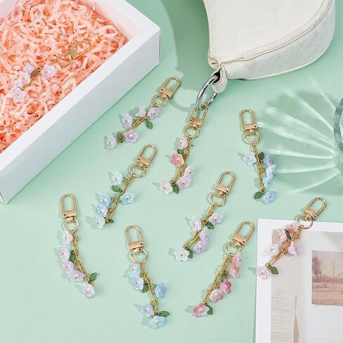PH PandaHall 12PCS Lily of the Valley Flower Keychains 3 Styles Flower Leaf Charms Key Chain Cute Acrylic Floral Bag Purse Charms with Swivel Clasps for Women Car Keys Backpack Handbag Purse Camera in Saudi Arabia