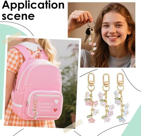 PH PandaHall 12PCS Lily of the Valley Flower Keychains 3 Styles Flower Leaf Charms Key Chain Cute Acrylic Floral Bag Purse Charms with Swivel Clasps for Women Car Keys Backpack Handbag Purse Camera in Saudi Arabia