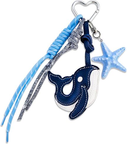 Leather Whale Shark Keychain Gifts for Women Girls Purse Bag Charms for Handbags Cute Blue Rope Keychain Backpack Handbag Accessories in Saudi Arabia