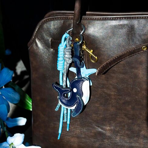 Leather Whale Shark Keychain Gifts for Women Girls Purse Bag Charms for Handbags Cute Blue Rope Keychain Backpack Handbag Accessories in Saudi Arabia