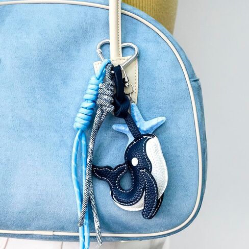 Leather Whale Shark Keychain Gifts for Women Girls Purse Bag Charms for Handbags Cute Blue Rope Keychain Backpack Handbag Accessories in Saudi Arabia