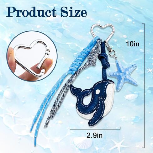 Leather Whale Shark Keychain Gifts for Women Girls Purse Bag Charms for Handbags Cute Blue Rope Keychain Backpack Handbag Accessories in Saudi Arabia