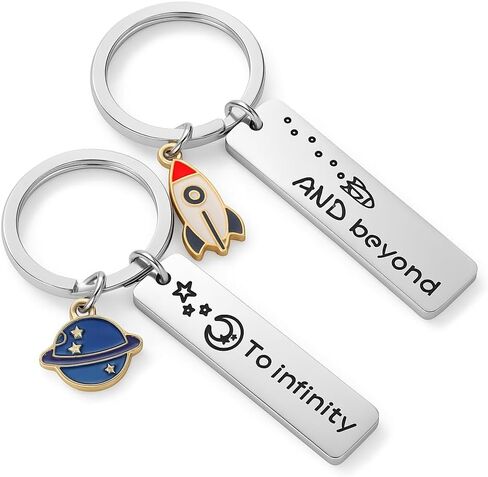 2pcs Couples Keychain– To Infinity and Beyond Keychains Pair with Planet or Rocket Charms, Bag Charm Gift for Him and Her Anniversary Valentine’s Day in Saudi Arabia