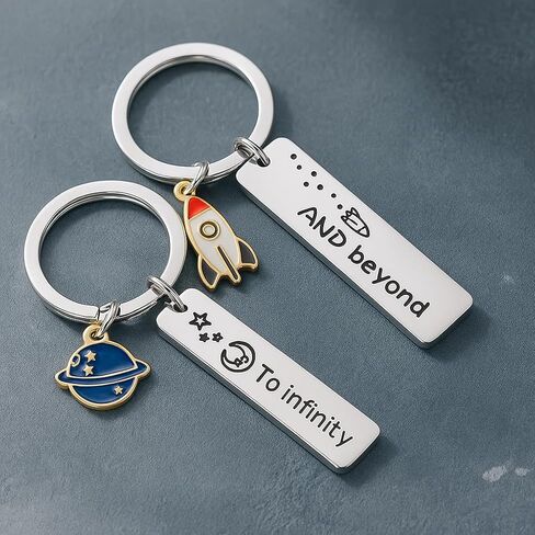 2pcs Couples Keychain– To Infinity and Beyond Keychains Pair with Planet or Rocket Charms, Bag Charm Gift for Him and Her Anniversary Valentine’s Day in Saudi Arabia