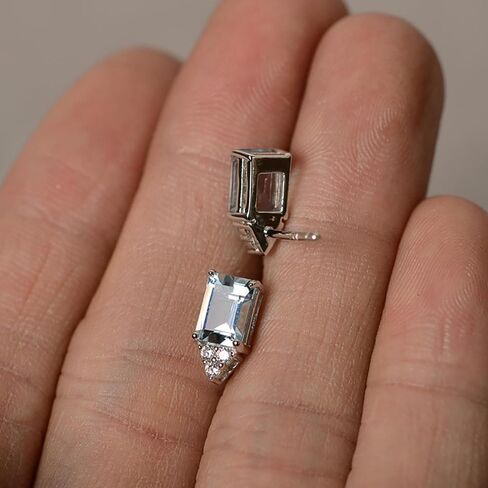 Dainty Geometric Sky Blue Cubic Zirconia Stud Earrings for Women Fresh Style Jewelry in Kuwait