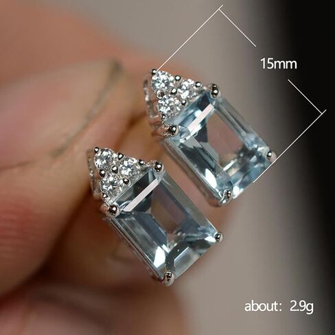 Dainty Geometric Sky Blue Cubic Zirconia Stud Earrings for Women Fresh Style Jewelry in Kuwait