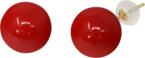 14K Yellow Gold Shell Pearl Coral Coated 10mm Stud Earrings in Kuwait