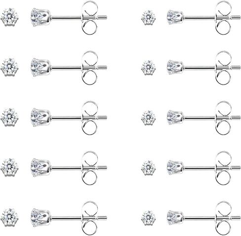 10 Pairs Small Stud Earrings for Women Hypoallergenic 316L Surgical Steel Tiny Cubic Zirconia Earrings for Sensitive Ears Multiple Piercing Stackable Studs in Kuwait