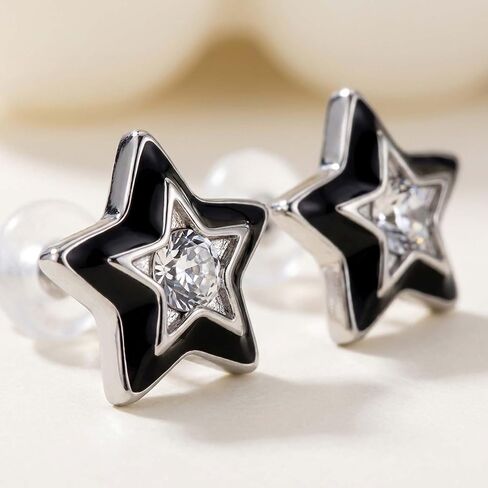 6 Pairs Y2k Earrings Set,Vintage Silver Star Stud Earrings,Y2K Stud Earrings,Star Hoop Earrings for Women,Punk Grunge Star Earrings,Y2k Accessories,Y2K Jewelry for Women in Kuwait