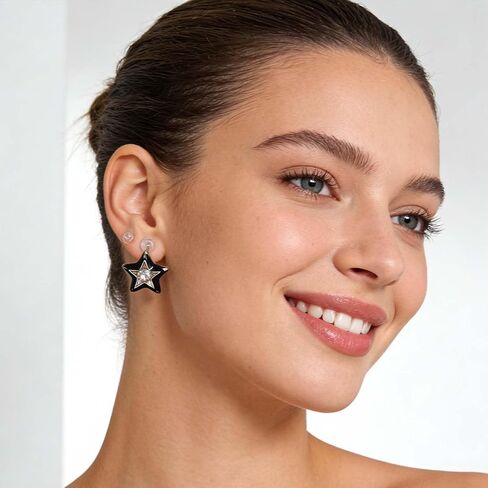 6 Pairs Y2k Earrings Set,Vintage Silver Star Stud Earrings,Y2K Stud Earrings,Star Hoop Earrings for Women,Punk Grunge Star Earrings,Y2k Accessories,Y2K Jewelry for Women in Kuwait