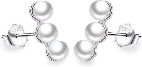 Women 925 Sterling Silver Fashion Pearl Ear Crawle Stud Earrings-Delicate 4.5mm*11.5mm Hypoallergenic Earrings Fine Jewelry Gifts For Wife Her in Kuwait