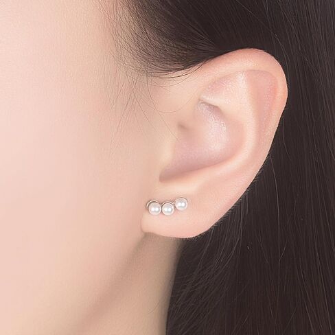 Women 925 Sterling Silver Fashion Pearl Ear Crawle Stud Earrings-Delicate 4.5mm*11.5mm Hypoallergenic Earrings Fine Jewelry Gifts For Wife Her in Kuwait