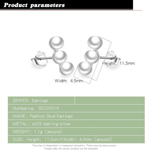 Women 925 Sterling Silver Fashion Pearl Ear Crawle Stud Earrings-Delicate 4.5mm*11.5mm Hypoallergenic Earrings Fine Jewelry Gifts For Wife Her in Kuwait