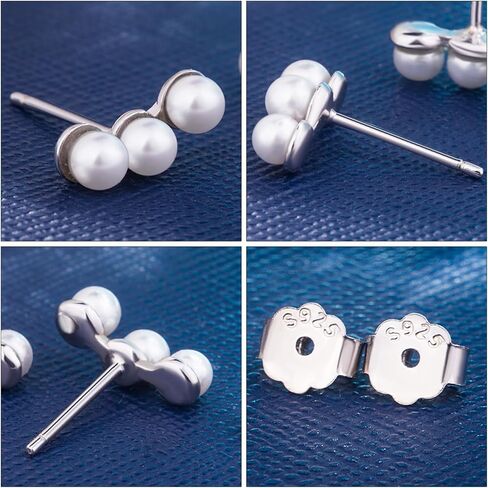 Women 925 Sterling Silver Fashion Pearl Ear Crawle Stud Earrings-Delicate 4.5mm*11.5mm Hypoallergenic Earrings Fine Jewelry Gifts For Wife Her in Kuwait
