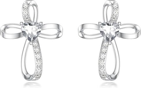 Seiyang Cross Stud Earrings 925 Sterling Silver Cross Earrings with 12 Months Birthstone Birthday Jewelry Gifts for Women in Kuwait