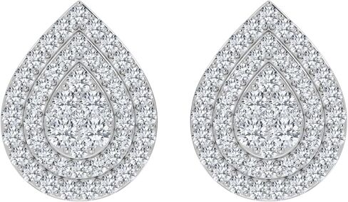 0.50-1.00 Carat Certified Lab Grown Diamond Cluster Earrings 925 Sterling Silver Push Back Jewelry Gift Box Packaging (F-G Color, SI Eye Clean Clarity) in Saudi Arabia
