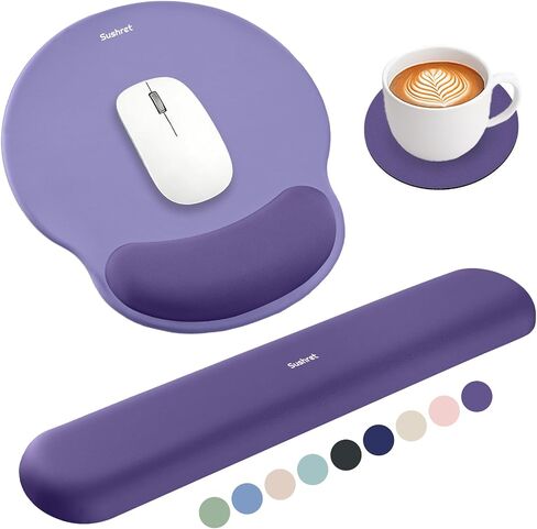 Mouse Pad and Keyboard Wrist Rest, 3-in-1 Gel Memory Foam Ergonomic Mouse Pad with Wrist Rest Set, Gaming Mousepad Arm Cushion Support for Computer Office Desk Accessories Cute Setup,Green in Kuwait
